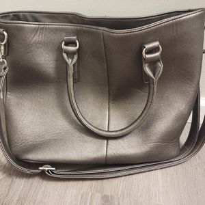 Charming Charlie Silver_Metallic Gray Tote Bag
